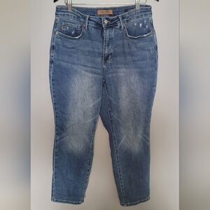 Judy Blue Women's Jeans Slim Fit Distressed Medium Wash Stretch High Waist 14W